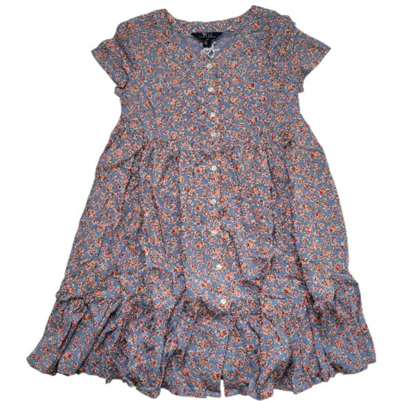 Polo Ralph Lauren Babydoll Dress Button Front Blue Floral Sz 10 Cottagecore NEW - Picture 3 of 11